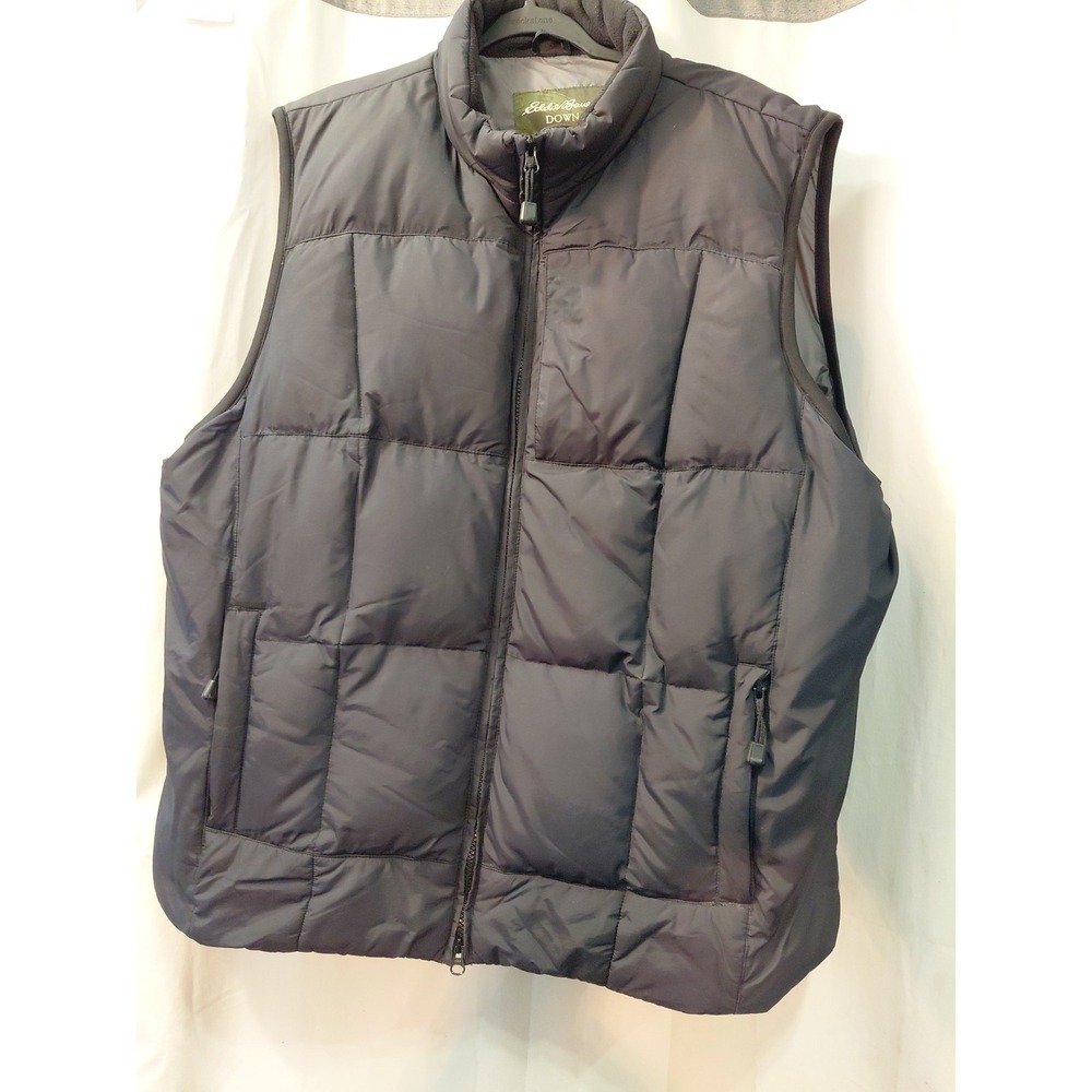 Eddie Bauer Premium Goose Down Mens XL Tall Puffer Vest  Packable‎ Full Zip